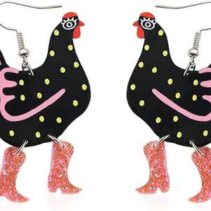 Acrylic Boot Chicken Earrings,Colorful Funny Boots Rooster Chicken Jewerly Gift